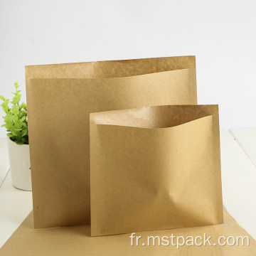 Sac plat biodégradable à 3 joints en papier kraft